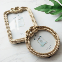 European style simple style creative round hemp rope design photo frame golden silver resin photo frame wedding table accessories