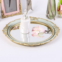  European-style retro oval binaural tray Carved fruit tray Tea tray Pastry tray Cake tray Home model room decoration