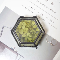  Jane Zhang Wedding Ring Box Soldering handmade hexagonal clamshell geometric Eternal flower Glass flower jewelry box