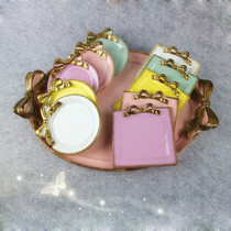  Super cute cute bow drawing gold old multi-color fan you tray Jewelry jewelry decoration plate Cake plate refreshment plate