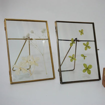  Overseas creative retro old black glass photo frame Photo frame Plant specimen feather photo display art