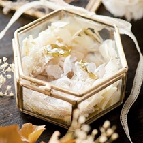European hexagonal ring box retro copper edge glass jewelry box ornaments storage box forever flower box display box