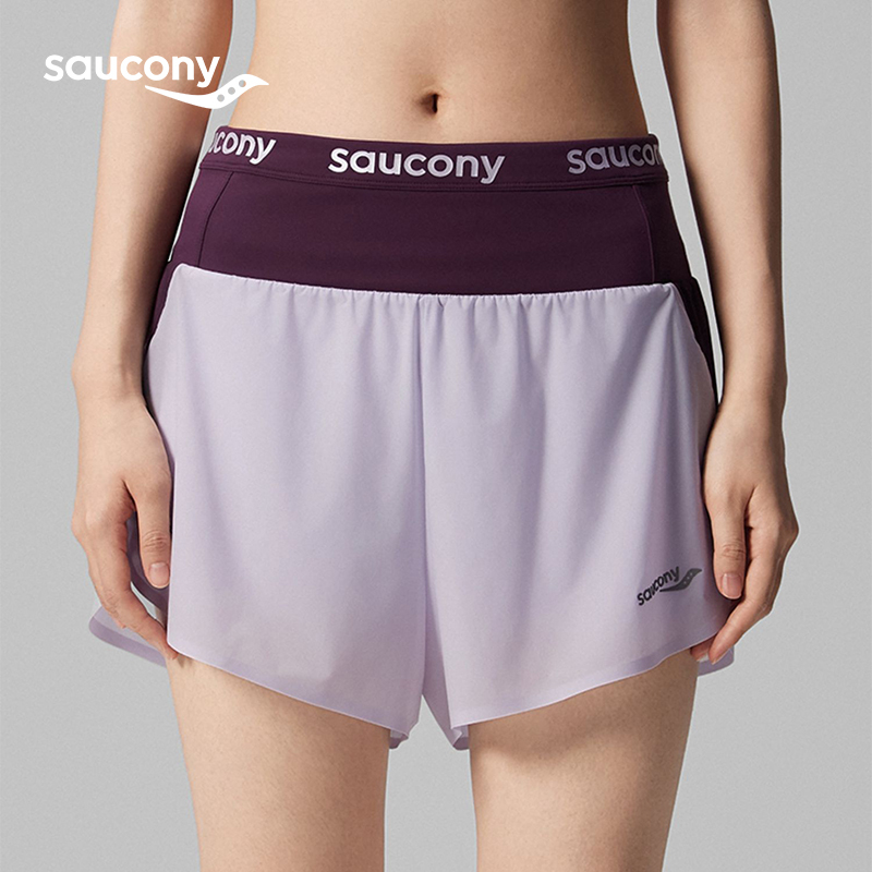 Saucony Women's Running Shorts Breathable Quick-Drying Easiest for Match Plaid Loose Three-Point Pants Summer New Style