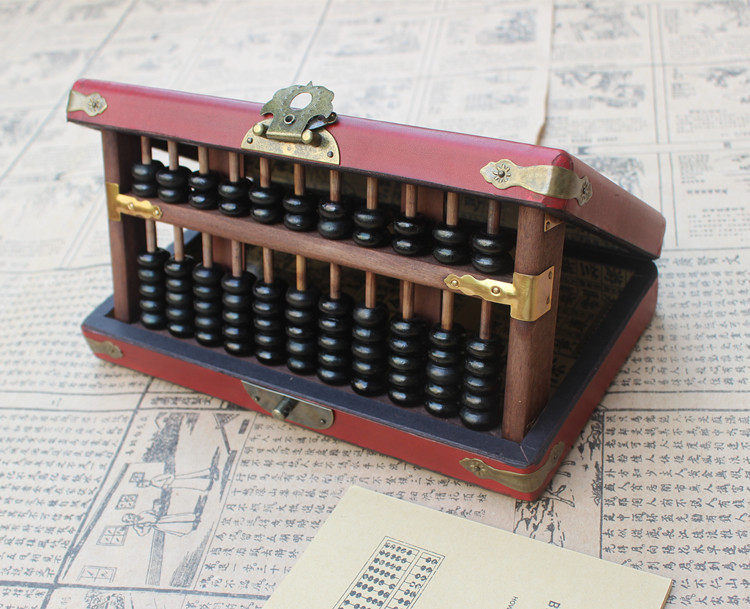 Antique 11 gear beech black bead abacus to send English manual retro gift nostalgic abacus classic gift