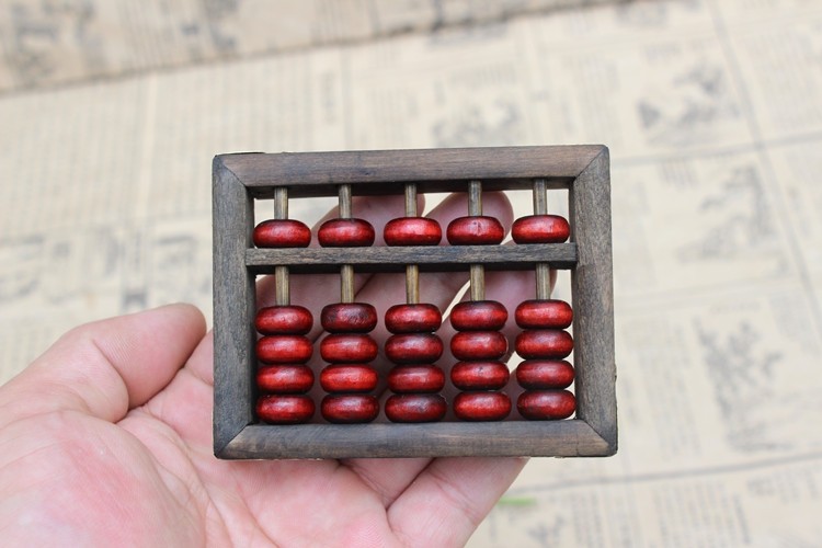 Antique abacus Solid wood abacus Beech abacus 5-speed red abacus abacus props pocket gift abacus