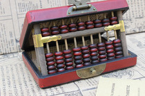 Antique 9-file Beech Abacus send English manual retro gift nostalgic Abacus classic gift with wooden box