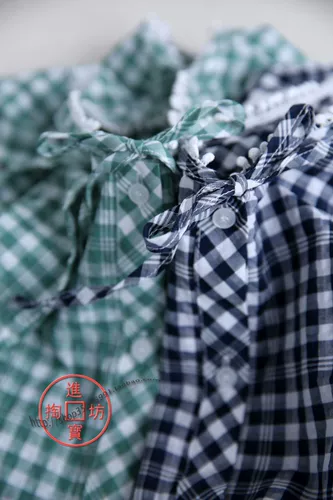 X033c 0716 Reculing и освежающий смазанный маленький клетчатый трехмерный рюшинный край, кружевная декоративная рубашка