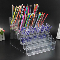 Transparent pen display rack trapezoidal stationery store pen holder desktop finishing display supermarket convenience store multi-layer storage