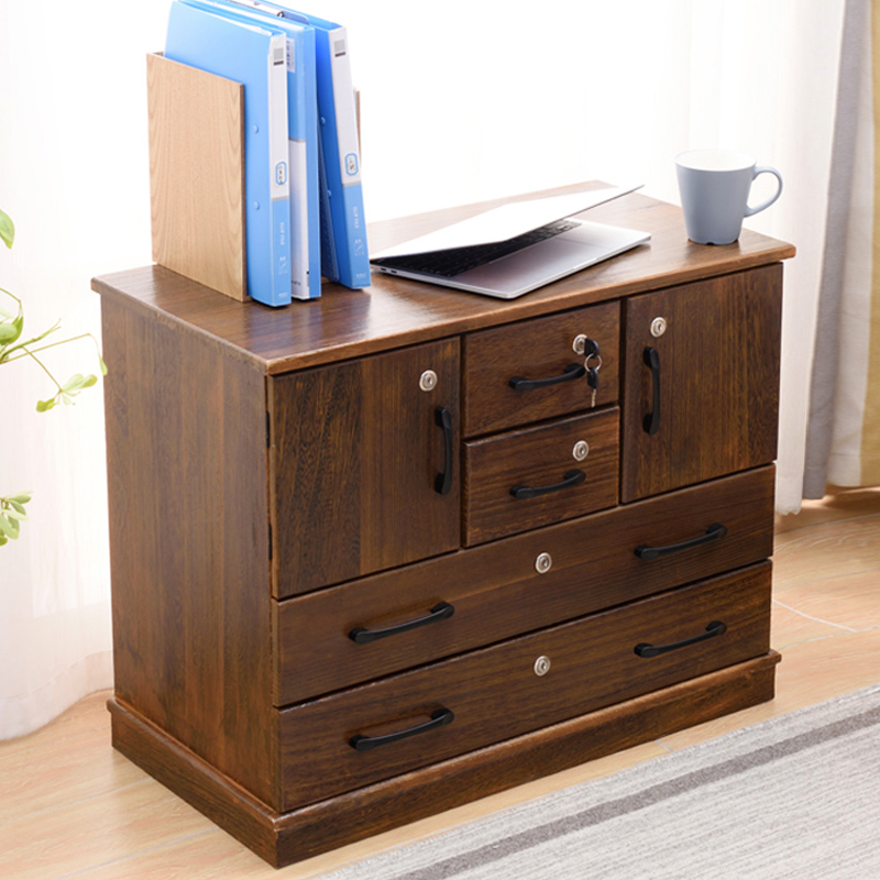File cabinet low cabinet locker with lock office solid wood retro bedroom table storage drawer chest chest of drawers