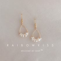 Pearl flower basket hand for 18k bag gold natural freshwater pearl winding lukewarm wind lace pendant earrings earrings