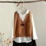 CJ3 South Qiqi áo len nhà vest nữ đan áo vest không tay vest vest màu rắn hoang dã thời trang nữ đẹp