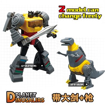 Steel small scale tyrannosaurus sword wing triceratops deformation model cable lock robot king kong children's animation toy