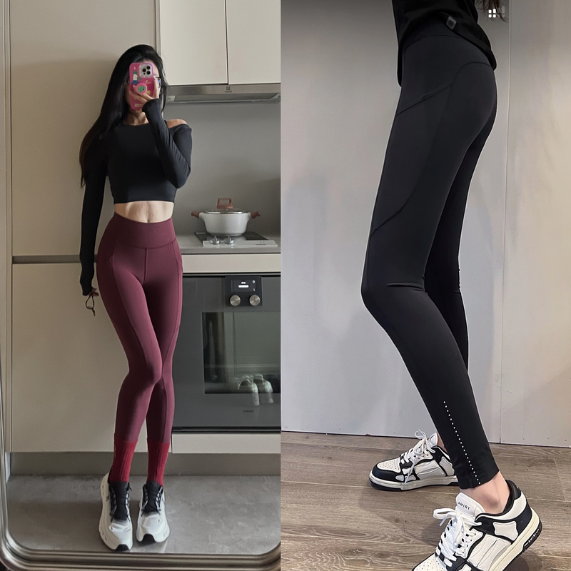 Lu High-Waisted Yoga Pants with Pockets, Luminous, Quick-Dry, Fitness, Running, Slimming, Sports Pants for Women Fastandfree
