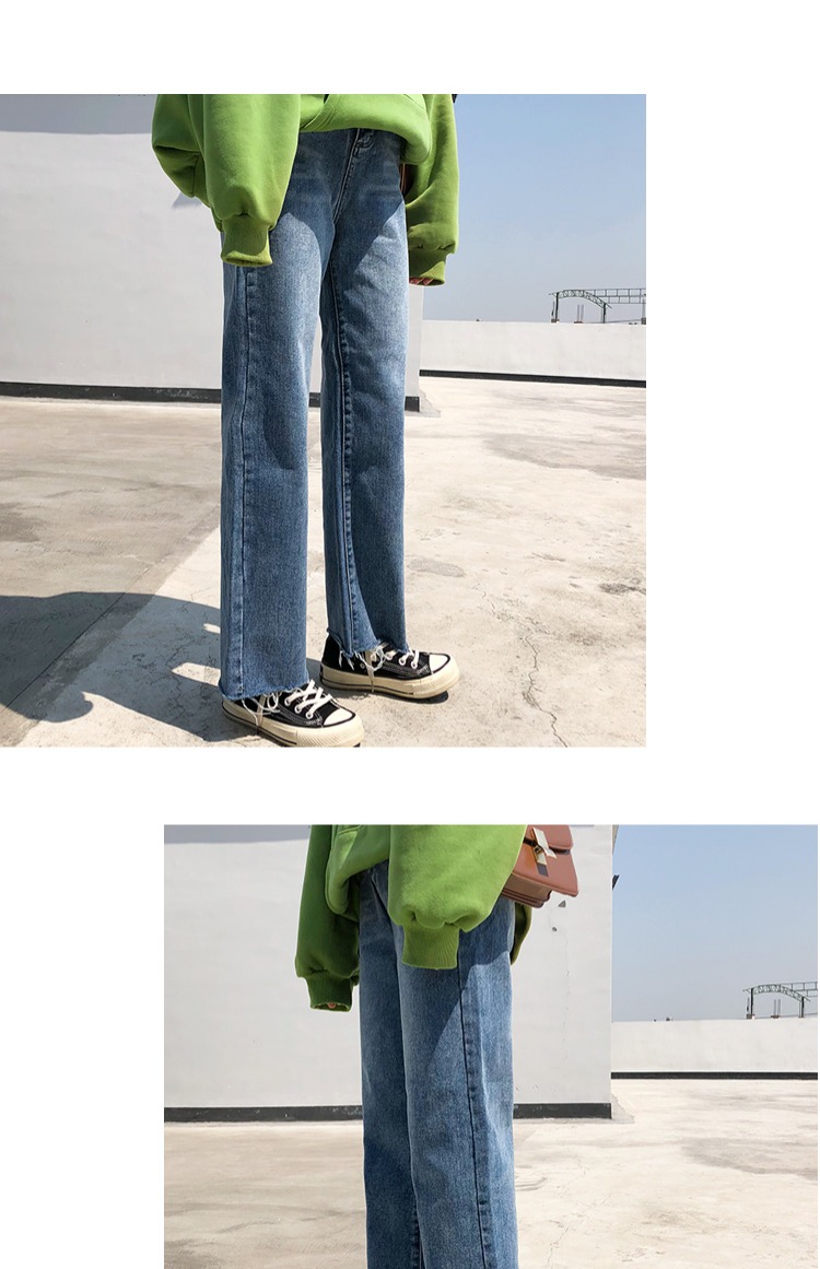 Cánh đồng hoa cửa sổ F87 retro cũ rộng quần jeans nữ eo cao mùa thu mới bf thô thẳng dài quần quần jean nữ ống đứng
