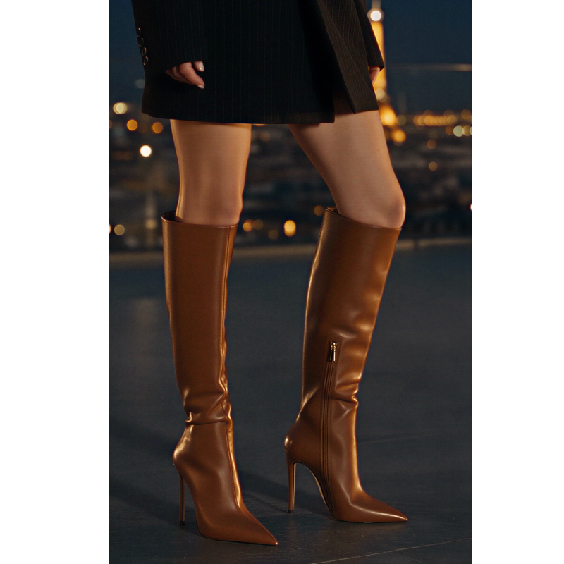 Fabeifei's New Autumn and Winter Style Old Money Style Genuine Leather Over-The-Knee Boots, Melard Brown Pointed-Toe High-Heeled Sexy Women's Boots Fabeifei's New Autumn and Winter Style Old Money Style Genuine Leather Over-The-Knee Boots, Melard Brown Pointed-Toe High-Heeled Sexy Women's Boots