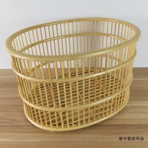 Special offer bamboo woven elliptical straw basket Hotel room towel basket Bamboo crafts dirty clothes basket spot custom-made