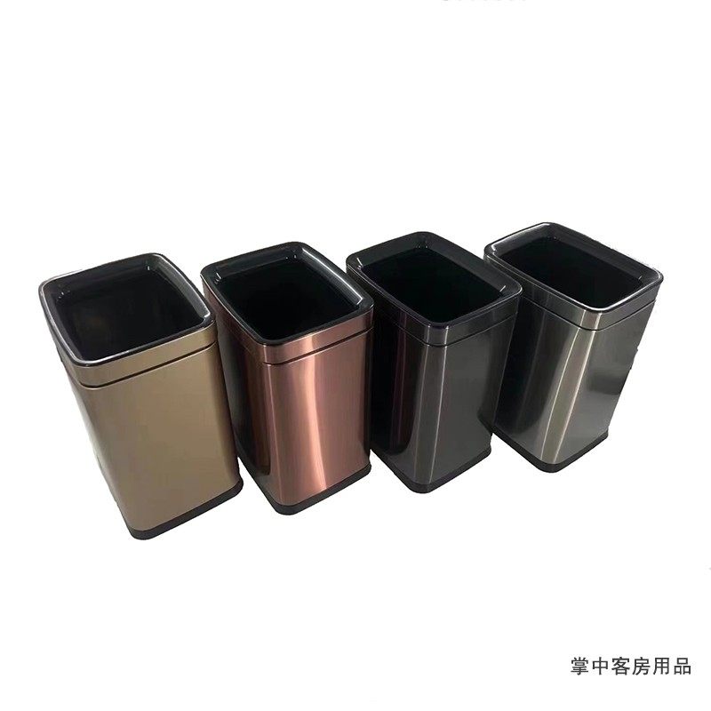 RAREN star rooms double deck trash bin stainless steel room square 10L cleaning barrel simple basket