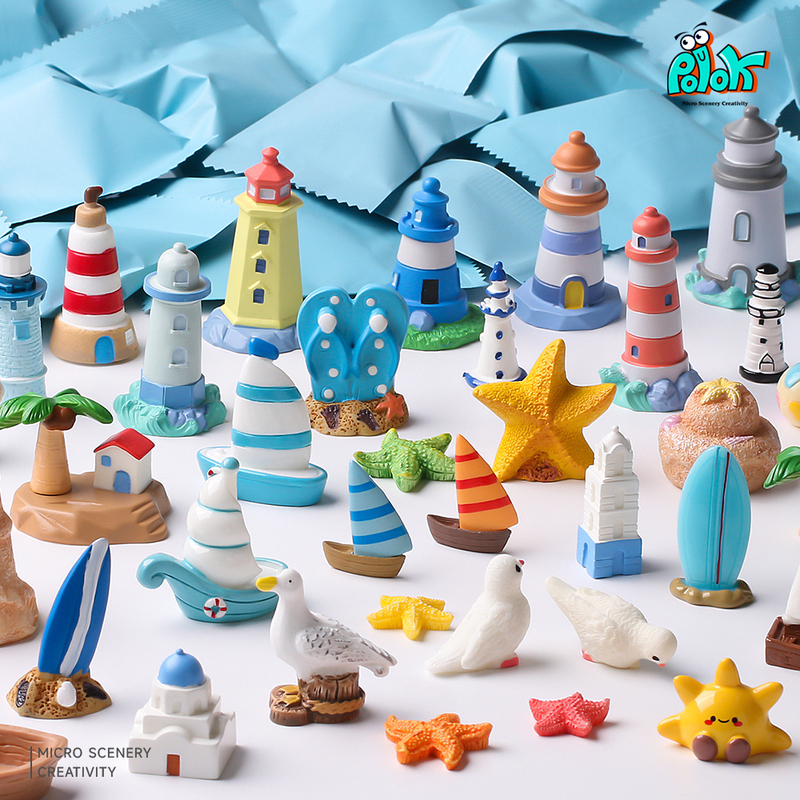 Mini Holiday Seaside Beach Lighthouse Blind Bag Simulated Beach Model Aquarium Series Micro Landscape Decorative Ornaments