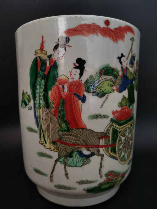 中国古美術品 五彩 花鳥文 大碗 大清康煕年製 22cm 鉢 中国古美術品