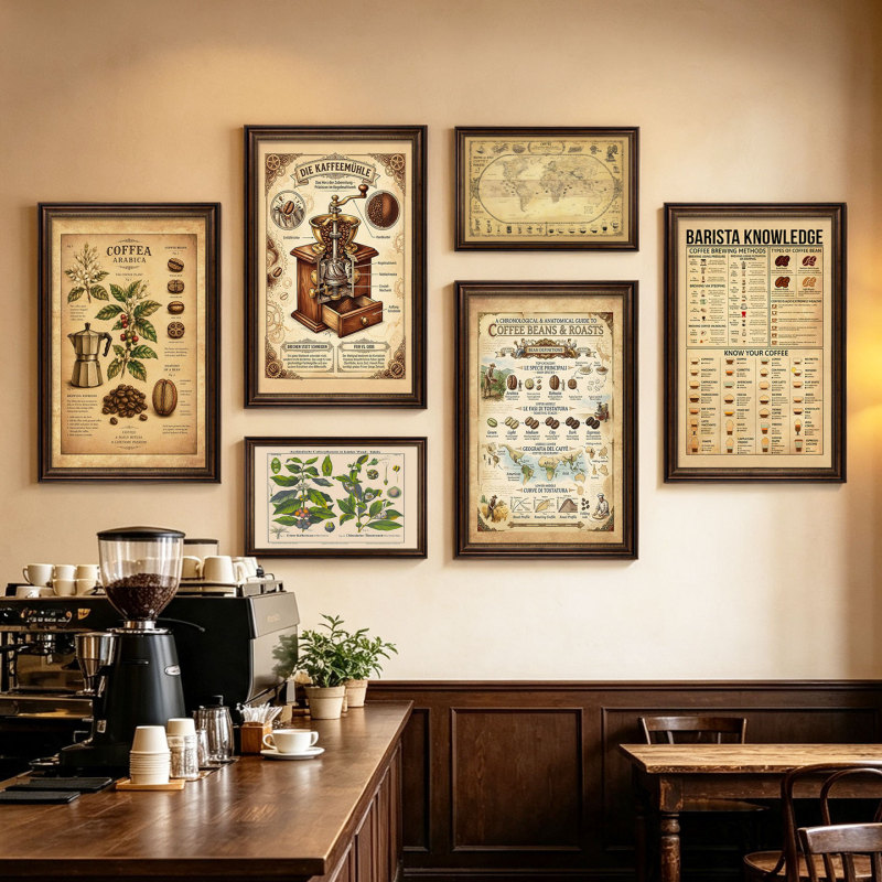 Coffee Bean Types, Grinding and Roasting, Coffee Drink Classification Introduction Poster, Cafe and Western Restaurant Decoration