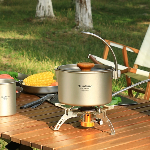 Титановый ремесленник на открытом воздухе чистого титановой пешеходной плиты Портативная кулинарная скова для пикника Упаковка для пикника, плита для кампании для кампании для пикника
