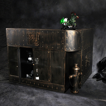 Retro cashier bar counter Curved bar bar table Internet cafe Clothing store Industrial style front desk reception Wrought iron