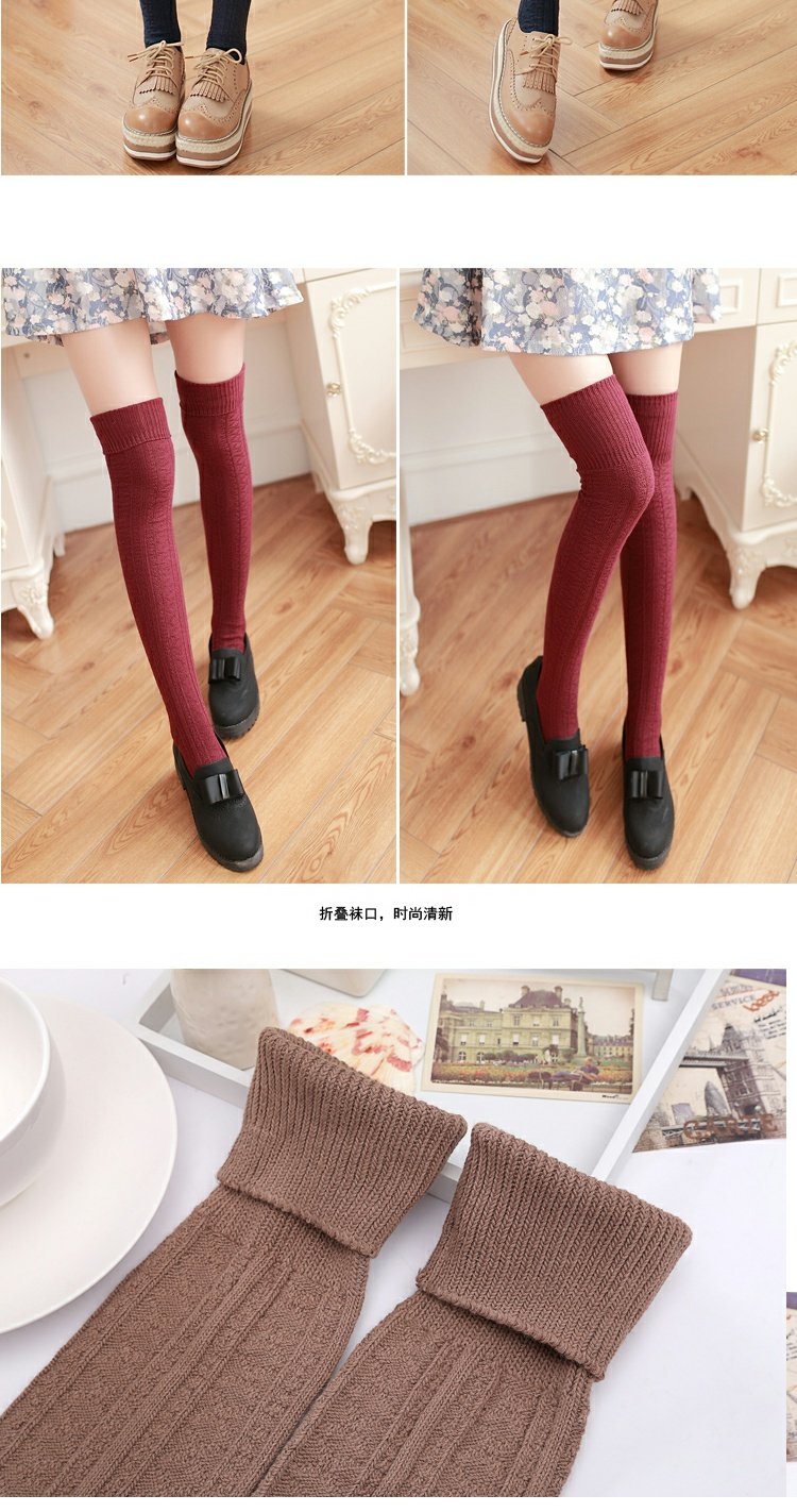 Mùa xuân và ngày thu cao quần legging ấm chân dày ấm áp mỏng trên đầu gối nữ cotton dài ống vớ điều hòa tất