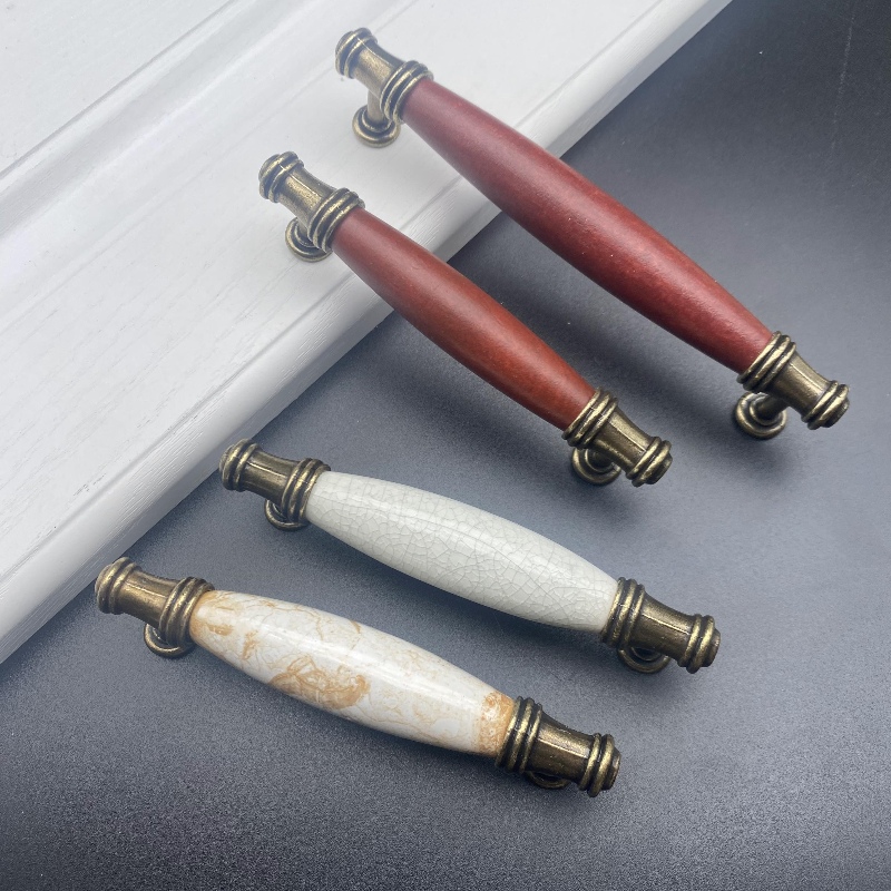 Zinc alloy ceramic cabinet door drawer handle European style antique marble overall cabinet small handle 1566 spot