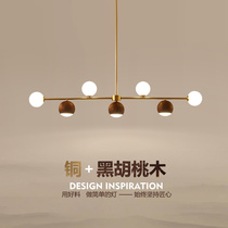 Restaurant Light Chandelier Modern Minimalist Dining Room Bar Tahu Peach Wood Full Copper Light Extravagant Book Room Tea Room Extremely Brief Long Strips of lamps