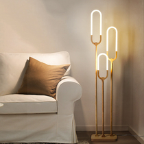 Nordic floor lamp modern simple living room sofa bedroom bedside lamp Japanese warm solid wood vertical floor lamp