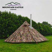 Mountain cattle Four Seasons ultra-light outdoor portable camping rainstorm chimney firewood octagonal pyramid tent