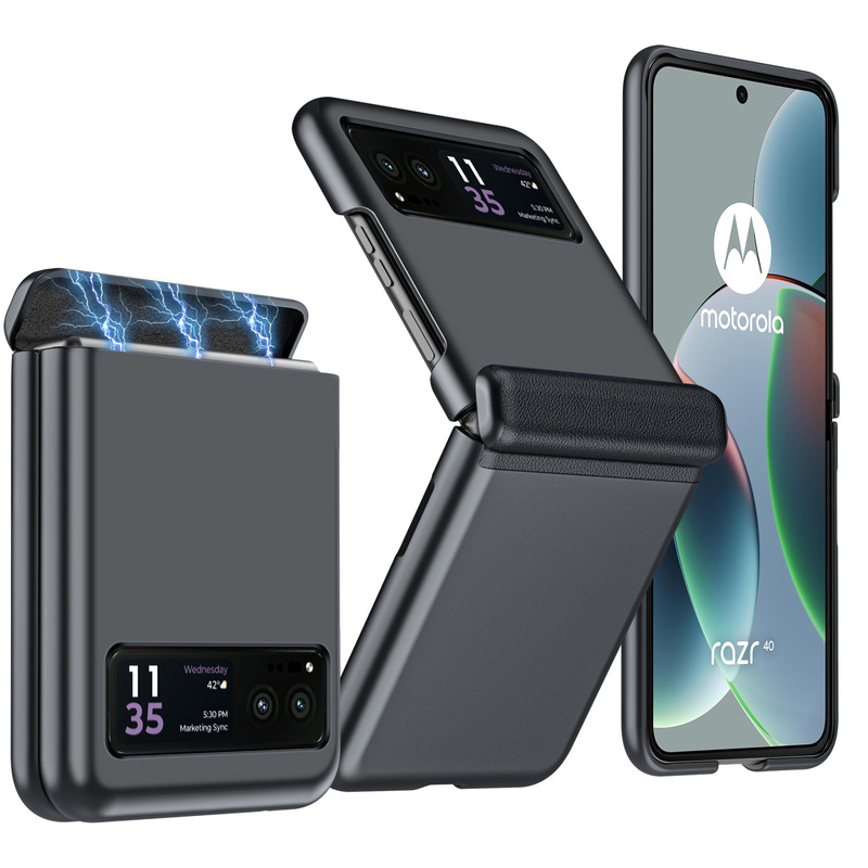 Suitable for Motorola Razr40 Phone Case, Skin-Feel Spray Leather Case, Center Axis Hinge Ultra Protective Case Razr40 Plus