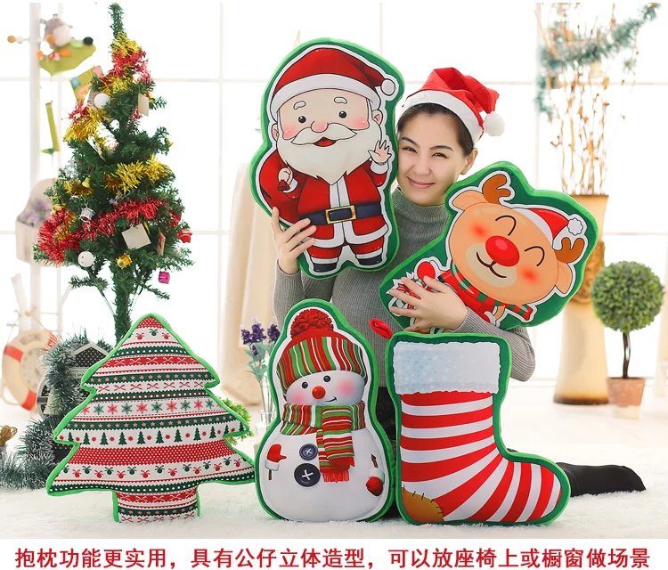 Ưu đãi đặc biệt âm nhạc ông già Noel cây tuyết người tuyết vớ gối đệm túi mặt dây chuyền công ty quà tặng gối mền 2in1