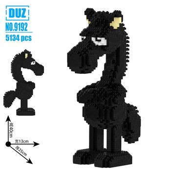 40cm Year of the Horse Internet Celebrity Black Horse Building Blocks Adult Stress-Relief Ornament Gift for Boys and Girls Educational Assembly Toy