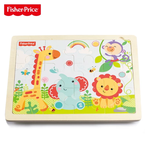 木玩世家 Доска-головоломка Fisher-Price Animal Park, детская игрушка, обучающая деревянная головоломка FP7002