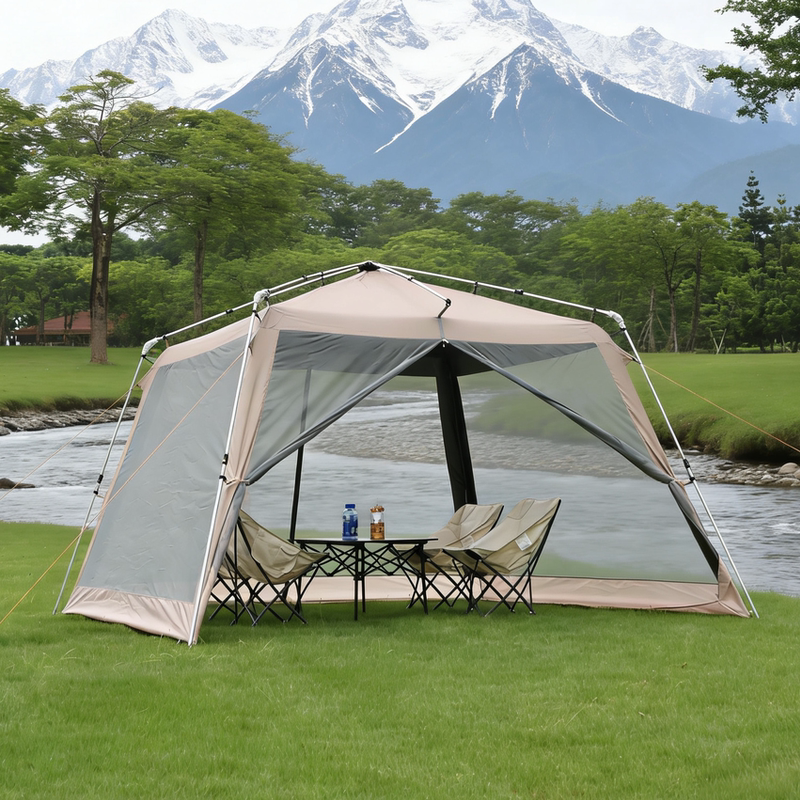 Zhuoao Outdoor Automatic Dome Sunshade with Mosquito Net, No-Setup Lazy Canopy, Camping Awning Tent