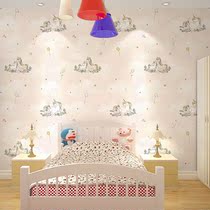 Blue sky and white clouds childrens room card wallpaper stars butterfly horse cat kindergarten cute princess pink blue wallpaper