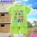 2018 New Xiao Qinglong Children mặc mùa hè cho trẻ em Bộ đồ cotton cho bé trai và áo thun nữ ngắn tay + Quần short 2 bộ áo giữ nhiệt trẻ em Phù hợp với trẻ em