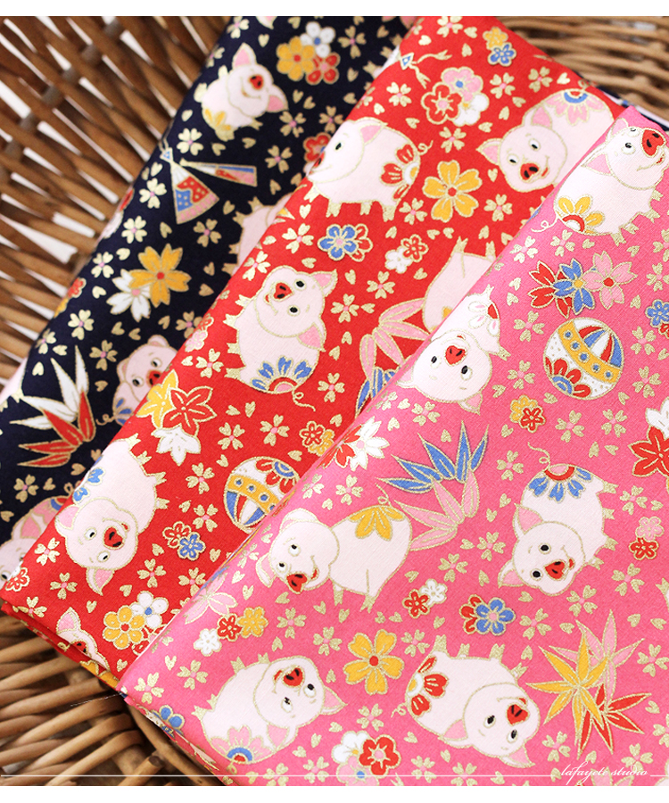 Năm con lợn Năm mới Hot dập bông Dễ thương Little Golden Pig Handmade DIY Quần áo Vải cotton vải dạ mỏng