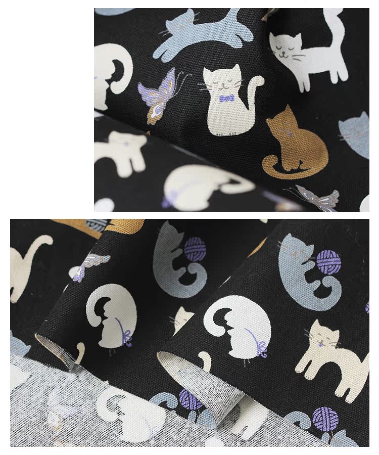 Hướng dẫn sử dụng vải bông Kitty nghịch ngợm mới DIY Vải bông nhập khẩu Ba màu Tùy chọn 1 Mã vải xô cotton