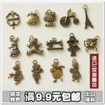 Double-sided pattern ZAKKA bronze zipper pull pull piece retro zipper piece pendant handmade DIY accessories