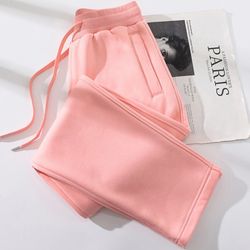 Pink Casual Pants for Women 2026 New Spring and Autumn Thin Sports Pants Loose Student Versatile Sweatpants Women Thickened Long Pants