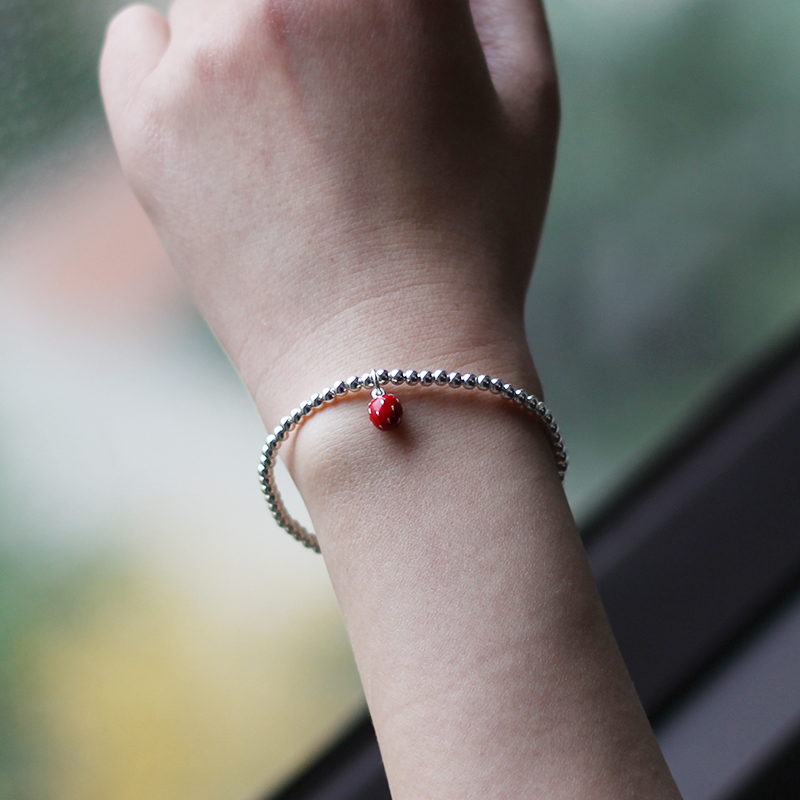 Silver - decorated niche design elastic personality minimal transfer 925 pure silver handicraft cute little strawberry