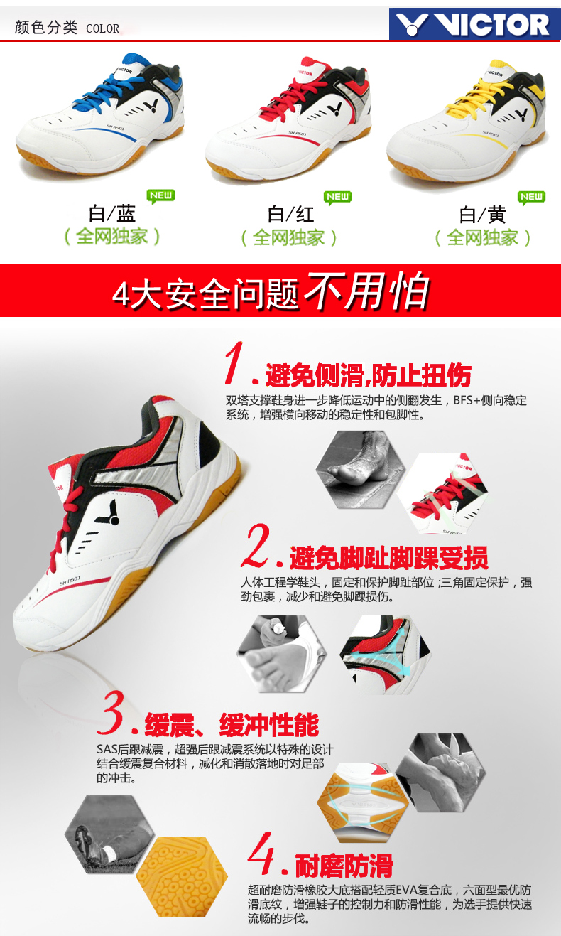 Chaussures de Badminton uniGenre VICTOR - Ref 865012 Image 6