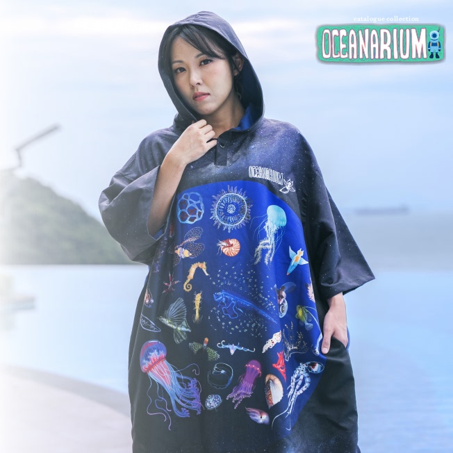 Oceanarium Quick-Drying Bathrobe for Diving and Surfing, Bath Towel, Poncho, Sun Protection, Windproof, Water-Absorbent, Outdoor Beach