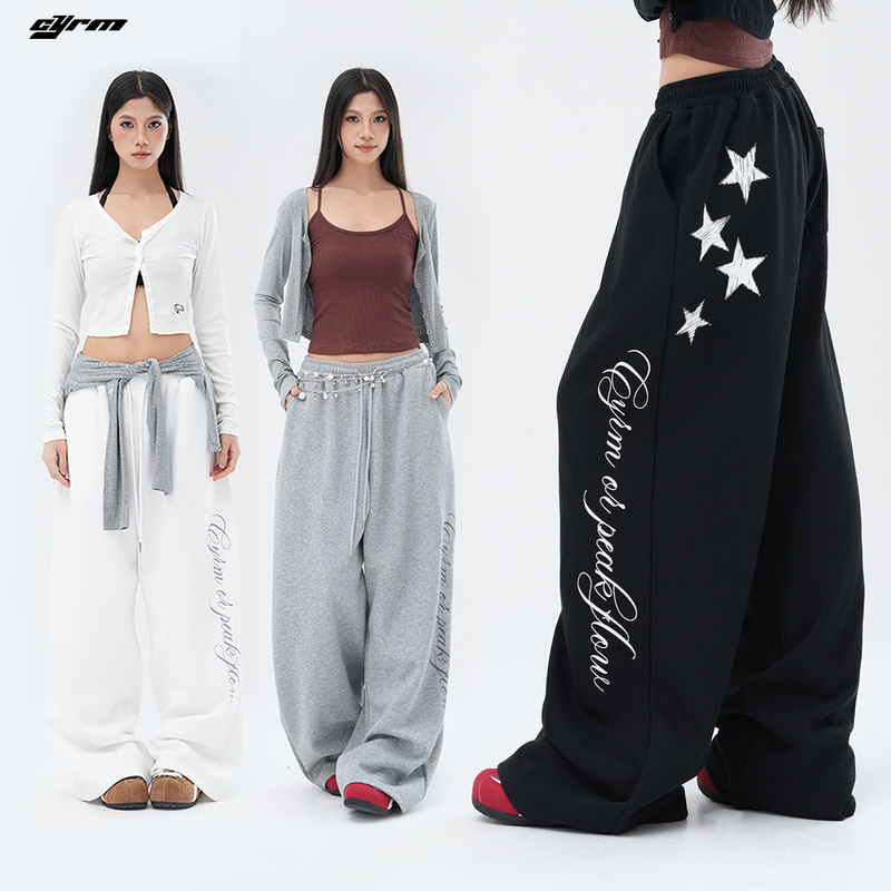 Cyrm Dance Pants for Women, Star Print, Loose Fit, Slimming Wide-Leg Sweatpants, Street Dance, Jazz Dance, Drapey Casual Pants Cyrm Dance Pants for Women, Star Print, Loose Fit, Slimming Wide-Leg Sweatpants, Street Dance, Jazz Dance, Drapey Casual Pants