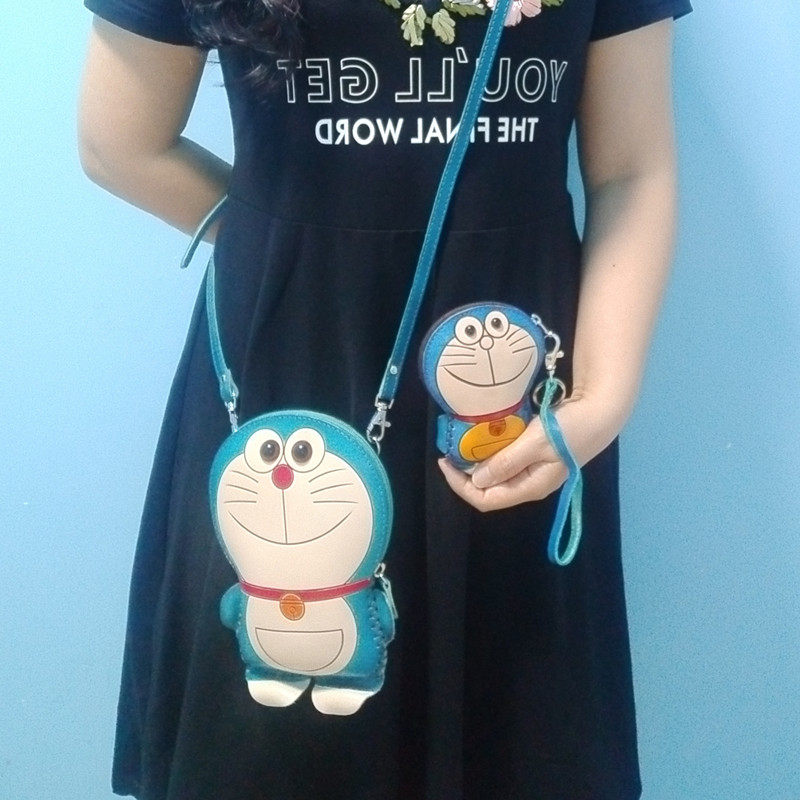 Cartoon bag female messenger bag single shoulder double back leather ladies student mini cute mobile phone coin purse small backpack