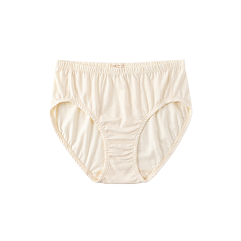Cotton Three Hundred Women's Triangle Panties 100% Cotton Natural White Plain Knit Pure Cotton Fabric Mid-Low Waist Knitted