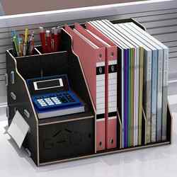 Office folder storage box desktop storage and organization artifact desktop stationery pen holder wooden storage rack