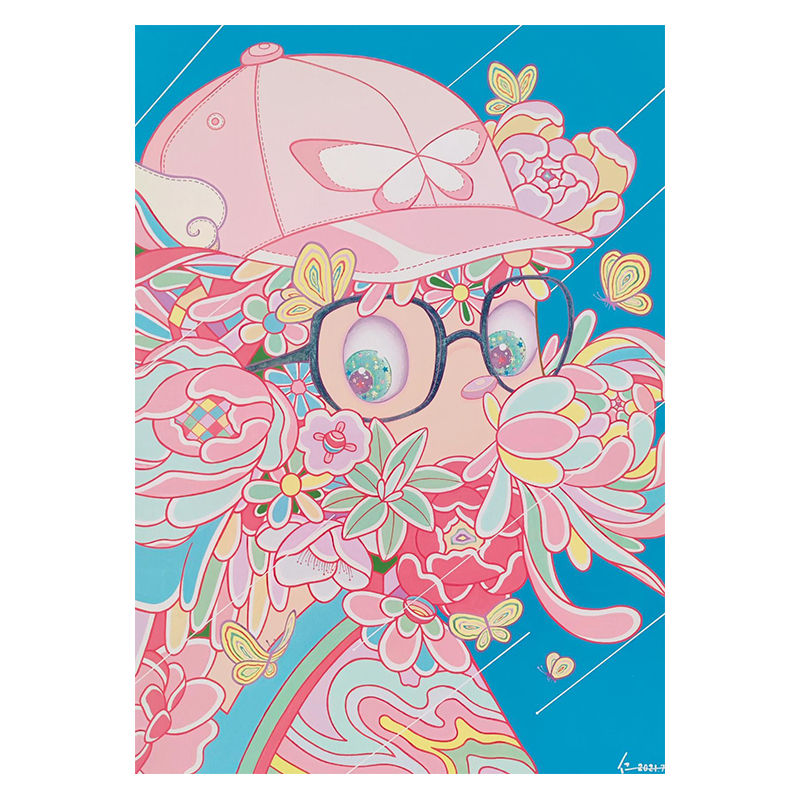 Limited 99 edition ] Chan Ren Yan Watercolor Paper print with framed living room mask decoration painting